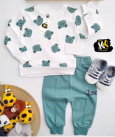 beautiful bear face printed  kids suit